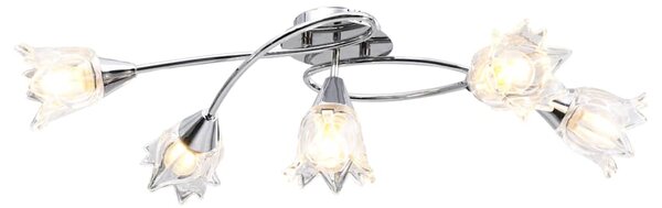 Stropní lampa průhledná skleněná stínidla 5 žárovek E14 tulipán 289236