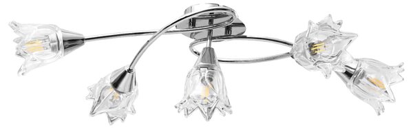 Stropní lampa průhledná skleněná stínidla 5 žárovek E14 tulipán 289236