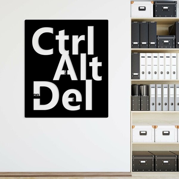 DUBLEZ | Dřevěný obraz do kanceláře - Ctrl Alt Del | Obraz