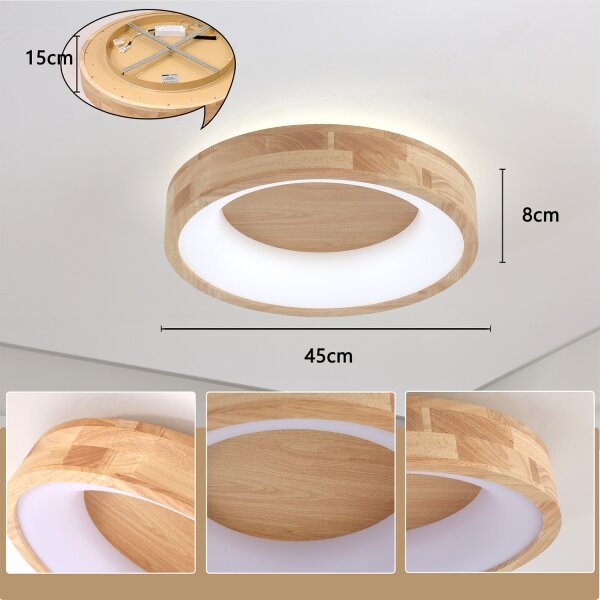 Brilagi-LED Strop. svítidlo FALCON WOOD LED/30W/230V 3000/4000/6000K 45 cm dřevo
