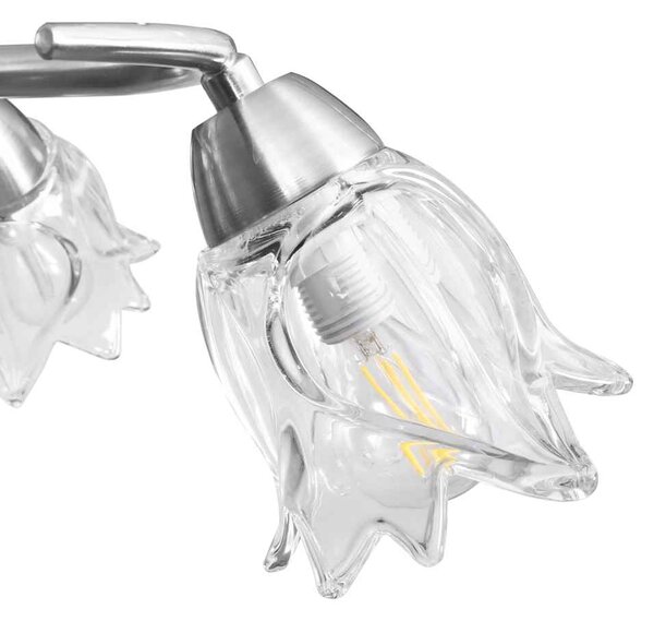 Stropní lampa průhledná skleněná stínidla 5 žárovek E14 tulipán 289233