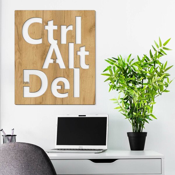 DUBLEZ | Dřevěný obraz do kanceláře - Ctrl Alt Del | Obraz