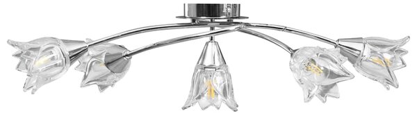 Stropní lampa průhledná skleněná stínidla 5 žárovek E14 tulipán 289236