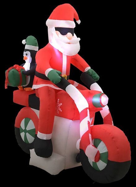 Vánoční nafukovací Santa Claus na motorce s LED IP44 160 cm 289304