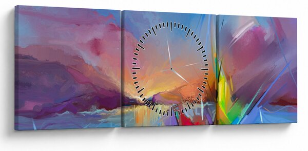 Obraz - Západ slunce (s hodinami) (90x30 cm)