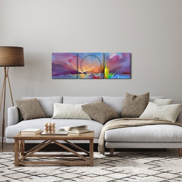 Obraz - Západ slunce (s hodinami) (90x30 cm)