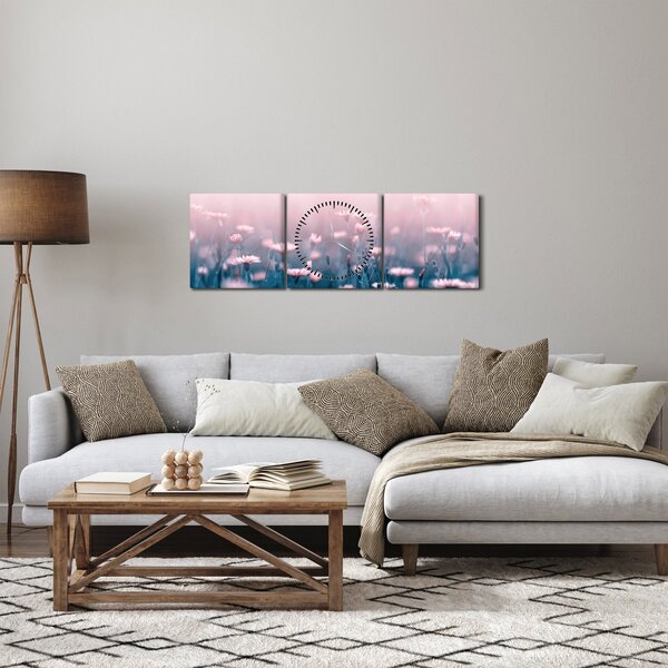 Obraz lesních rostlin (s hodinami) (90x30 cm)
