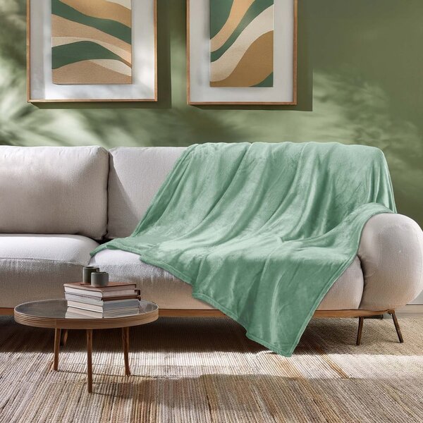 Světle zelená deka z mikroflanelu 180x220 cm Flanou – douceur d'intérieur
