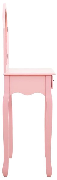 Toaletní stolek se stoličkou růžový 65x36x128 cm pavlovnia MDF 289335