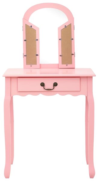 Toaletní stolek se stoličkou růžový 65x36x128 cm pavlovnia MDF 289335