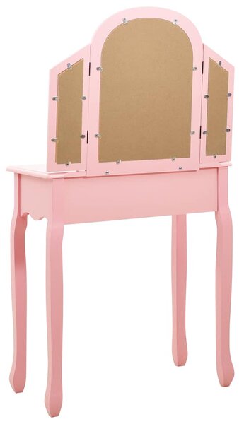 Toaletní stolek se stoličkou růžový 65x36x128 cm pavlovnia MDF 289335