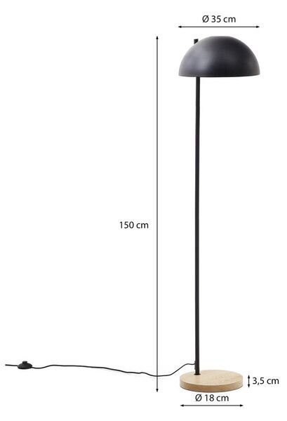 Černá/v přírodní barvě stojací lampa s kovovým stínidlem (výška 150 cm) Catlar – Kave Home