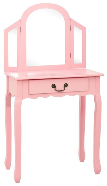 Toaletní stolek se stoličkou růžový 65x36x128 cm pavlovnia MDF 289335