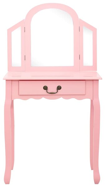 Toaletní stolek se stoličkou růžový 65x36x128 cm pavlovnia MDF 289335