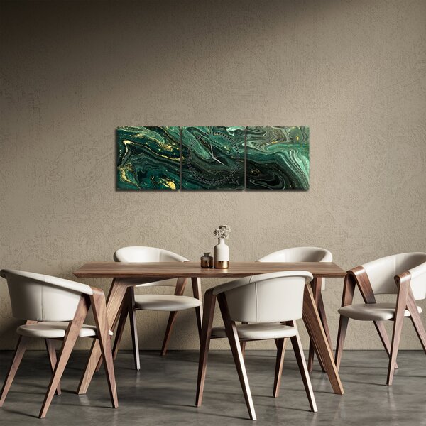 Obraz - Zelený mramor (s hodinami) (90x30 cm)