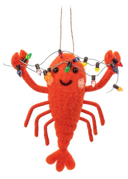 Textilní ručně vyrobená vánoční ozdoba 14 cm Lobster with Fairy Lights – Sass & Belle
