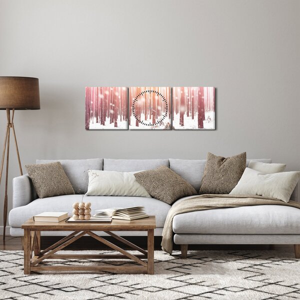 Obraz - Zebra v zasněženém lese (s hodinami) (90x30 cm)