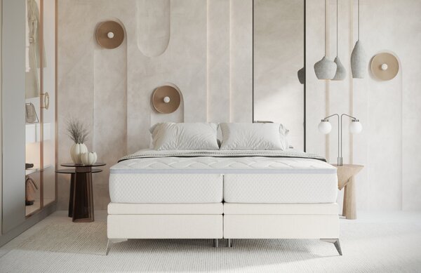 Maison de Rêve Krémově bílá čalouněná dvoulůžková postel FIR 140 x 200 cm s úložným prostorem