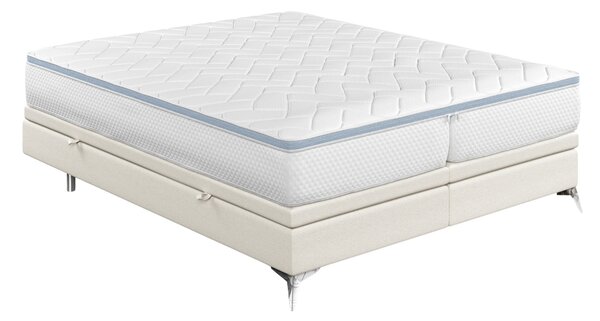 Maison de Rêve Krémově bílá čalouněná dvoulůžková postel FIR 140 x 200 cm s úložným prostorem