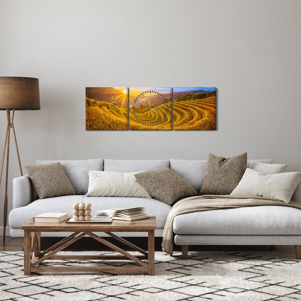Obraz - Rýžové terasy ve Vietnamu (s hodinami) (90x30 cm)