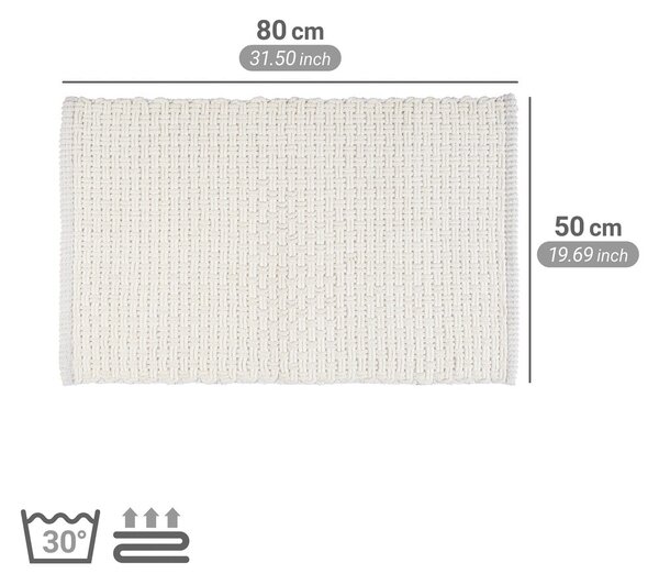 Bílá textilní koupelnová předložka 50x80 cm Ecoli – Wenko