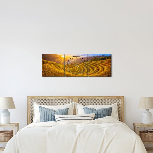 Obraz - Rýžové terasy ve Vietnamu (s hodinami) (90x30 cm)