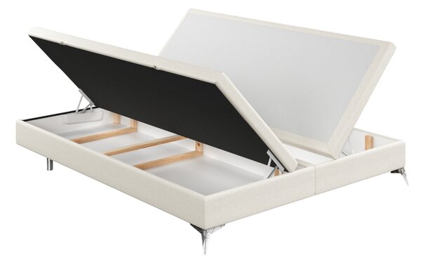 Maison de Rêve Krémově bílá čalouněná dvoulůžková postel FIR 140 x 200 cm s úložným prostorem