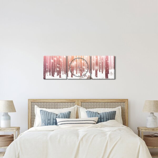 Obraz - Zebra v zasněženém lese (s hodinami) (90x30 cm)