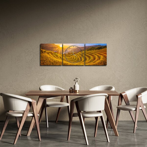 Obraz - Rýžové terasy ve Vietnamu (s hodinami) (90x30 cm)