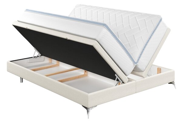 Maison de Rêve Krémově bílá čalouněná dvoulůžková postel FIR 140 x 200 cm s úložným prostorem