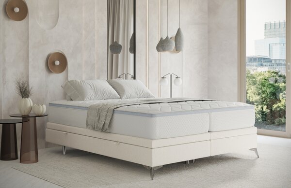 Maison de Rêve Krémově bílá čalouněná dvoulůžková postel FIR 140 x 200 cm s úložným prostorem