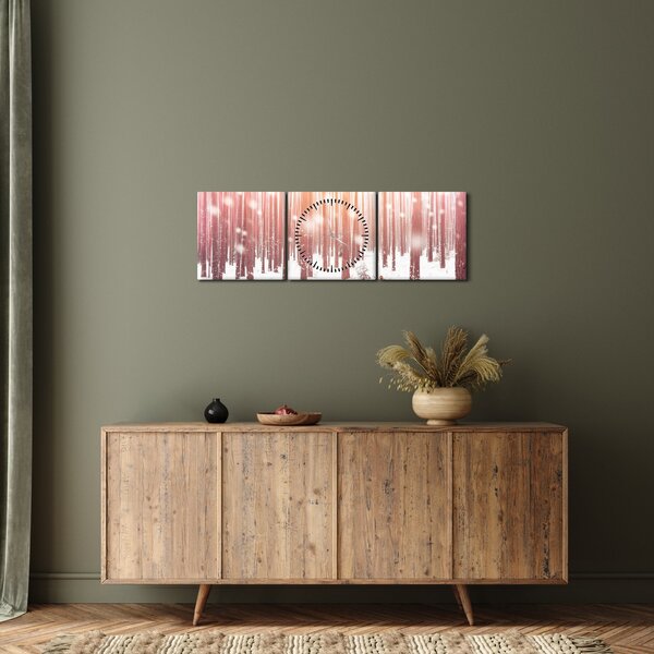 Obraz - Zebra v zasněženém lese (s hodinami) (90x30 cm)