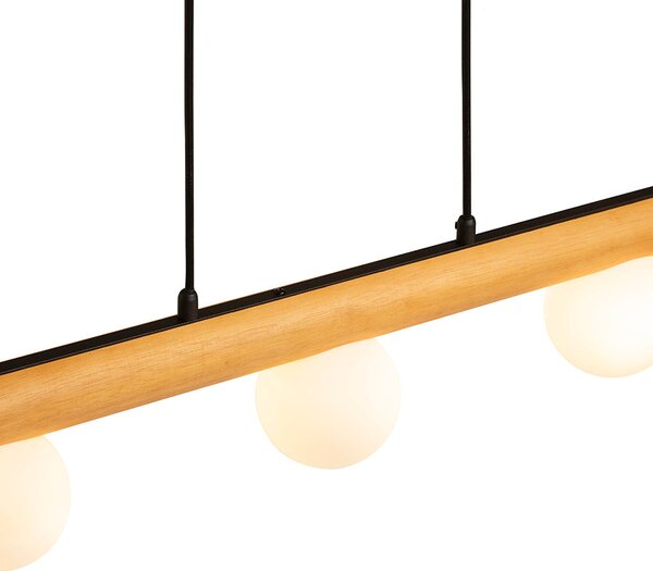 Závěsné svítidlo NOCTIS, dřevo/opálové sklo, patice G9, 5× 7 W