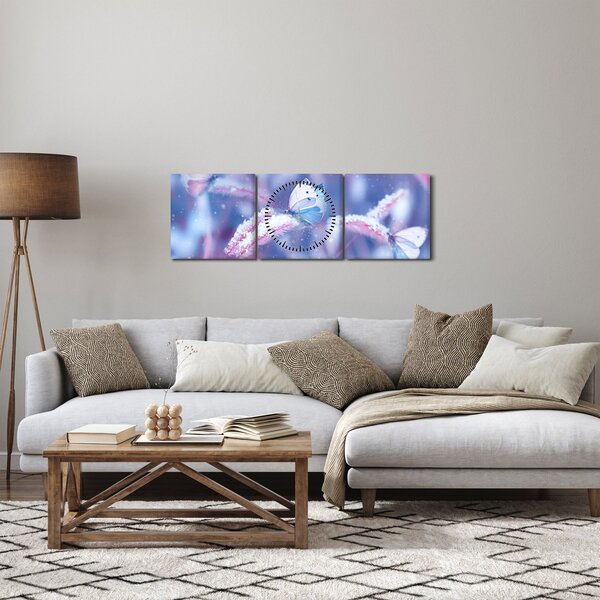 Obraz - Motýli v zimě (s hodinami) (90x30 cm)