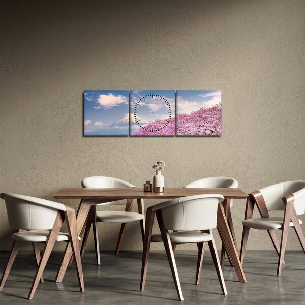 Obraz - Japonská jarní krajina (s hodinami) (90x30 cm)