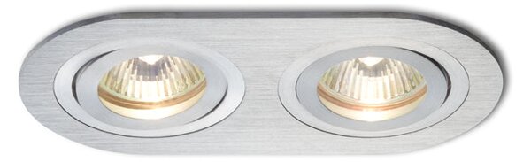 Výklopné zápustné svítidlo BIZZ II, česaný hliník, patice GU53, 2× 50 W, 12 V