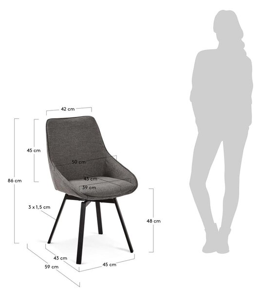Tmavě šedá jídelní židle Jenna – Kave Home