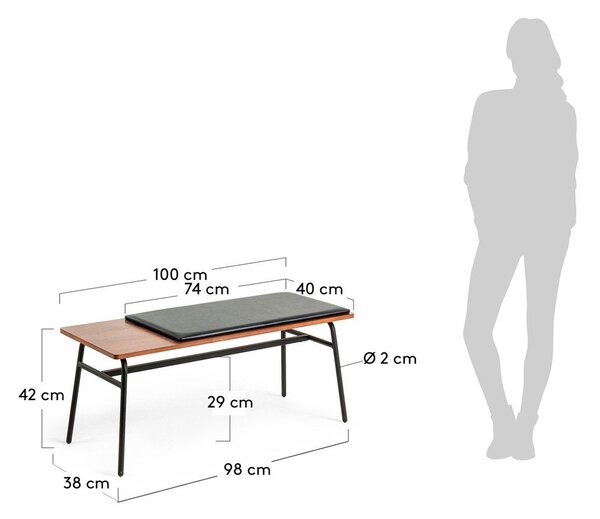 Černá/hnědá lavice z imitace kůže Carabel – Kave Home