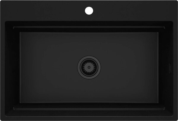 Deante Magnetic, 1-komorový granitový dřez 760x520x220mm, černá matná, DEA-ZRM_N10B