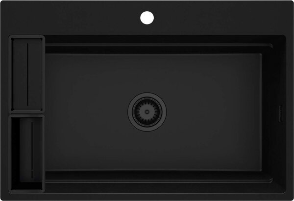 Deante Magnetic, 1-komorový granitový dřez 760x520x220mm, černá matná, DEA-ZRM_N10B