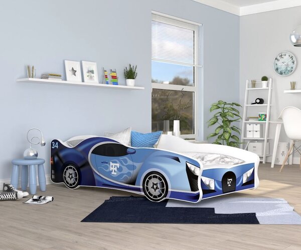 Dětská postel auto LEWIS 160x80 cm - modrá (23)