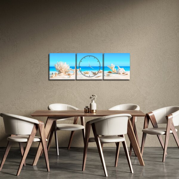 Obraz - Zátiší s mušlemi (s hodinami) (90x30 cm)