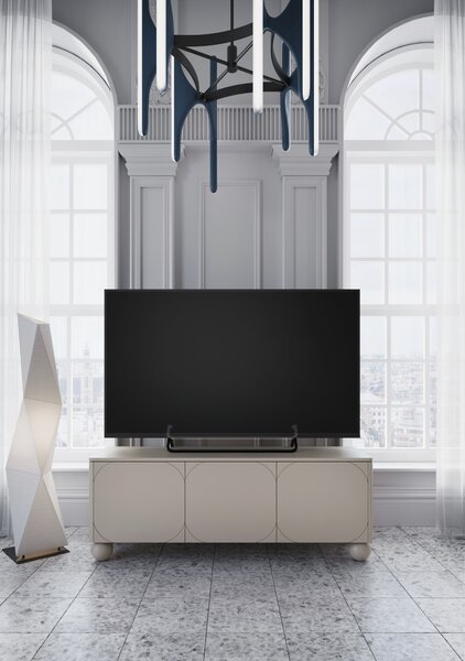 Moderní TV stolek Sonatia II 150 cm na kulatých nožkách - kašmír