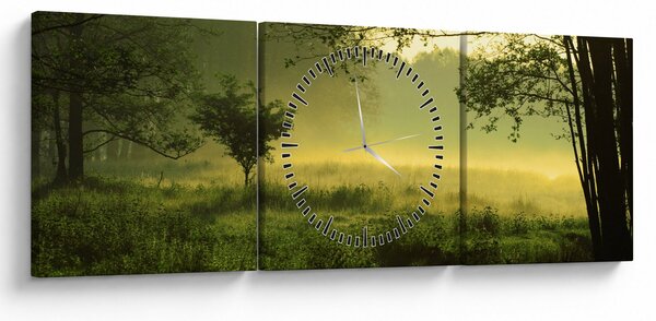 Obraz - Probouzející se les (s hodinami) (90x30 cm)