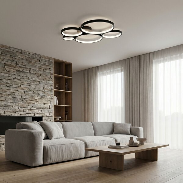 Toolight Toolight, LED stropní svítidlo 63x61cm, 45W, 4000K, 2500lm, APP1911-C, černá matná, OSW-66059