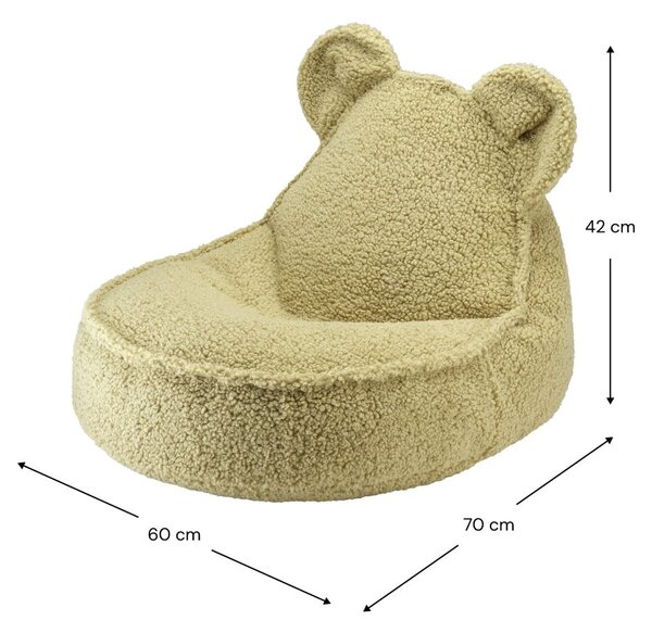 Zelený dětský sedací vak z textilie bouclé Bear – Wigiwama