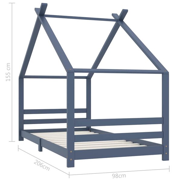 Rám dětské postele šedý masivní borové dřevo 90 x 200 cm 289615
