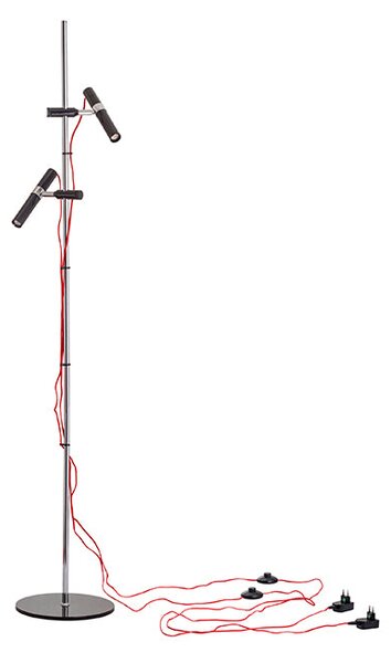 Stojací lampa VIPER FL, černá/chrom, 2× 3 W, teplá bílá 3000 K