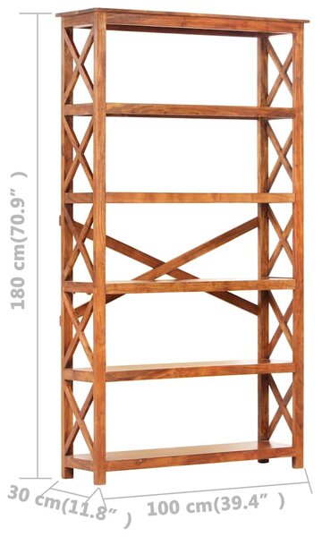 Knihovna 100 x 30 x 180 cm masivní akácie s medovým povrchem 289626