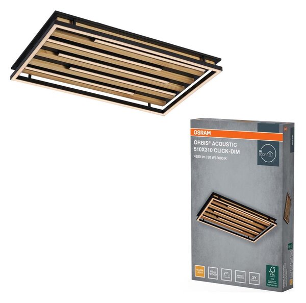 Osram - LED Stmí. stropní svítidlo ORBIS ACOUSTIC LED/30W/230V 51x31 cm borovice